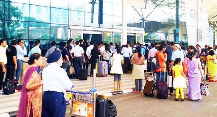 Air India ground staff on strike at Mumbai airport