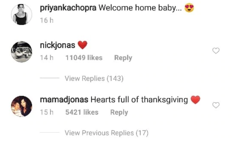 Nick's mother Denise Miller-Jonas comments on Priyanka's photo
