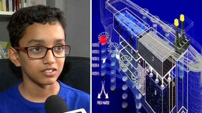 12 year old boy make design of ship for clean sea and save marine life