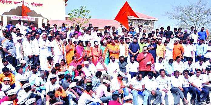 Shiv sena rally on Nandgaon Tahsil office
