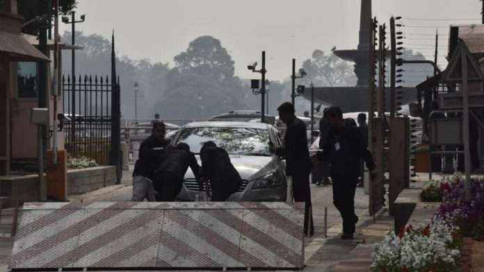 Congress MP’s car rams into Parliament barricade