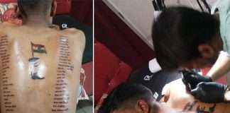 youth inked tattoo of martyr on his body and give tribute to martyr