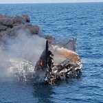 drugs boat ablaze to destroy