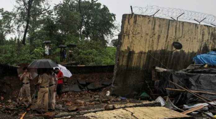 wall collapse again in malad near shivneri high school