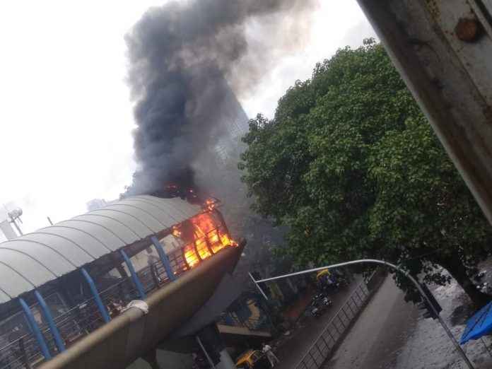 Fire at sky walk of Cotton Green Railway Station