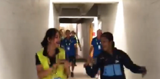 at time of india vs new zealand match jemimah dance with security guard video viral on twitter
