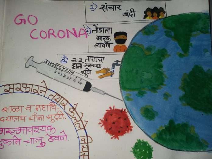 Students drawings the pictures of the Coronavirus