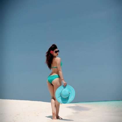 bollywood actress urvashi rautela in bikini gives pose at beach in maldives photo viral