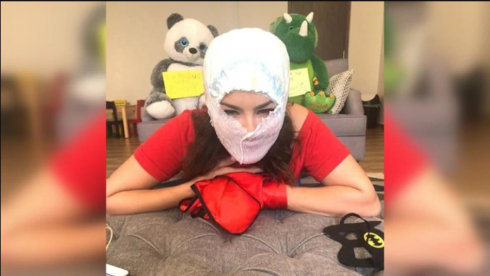 Sunny Leone wears diaper as emergency face mask in new Instagram post. Viral pics