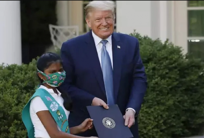 president donald trump honours 10 year old indian american girl for covid 19
