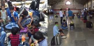 Migrant labours arrived at CSTM to board the Patna bound train