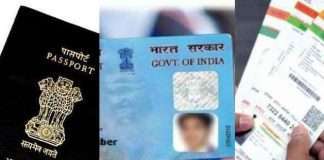 aadhar card, pan card and passport
