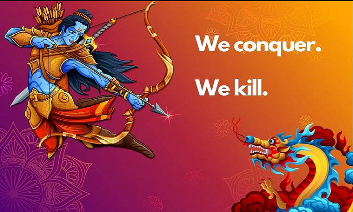 indias rama slaying chinas dragon india china face off taiwan news website photo viral on social media