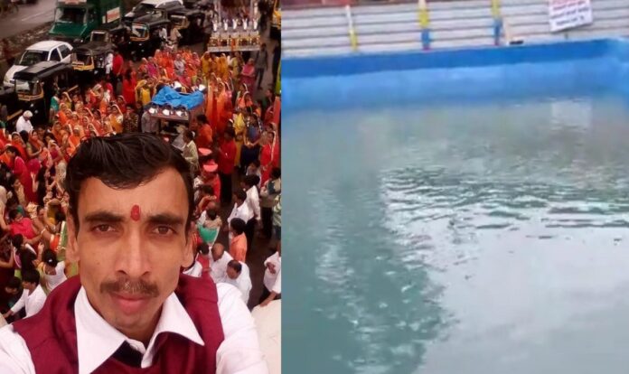 man died while cleaning ganesh visarjan artificial lake