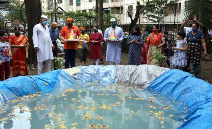 Immersion of Bappa in an artificial lake
