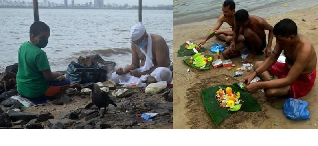 Photo – सर्वपित्री अमावस्येनिमित्त मुंबईच्या समुद्रकिनारी श्राद्धविधी!