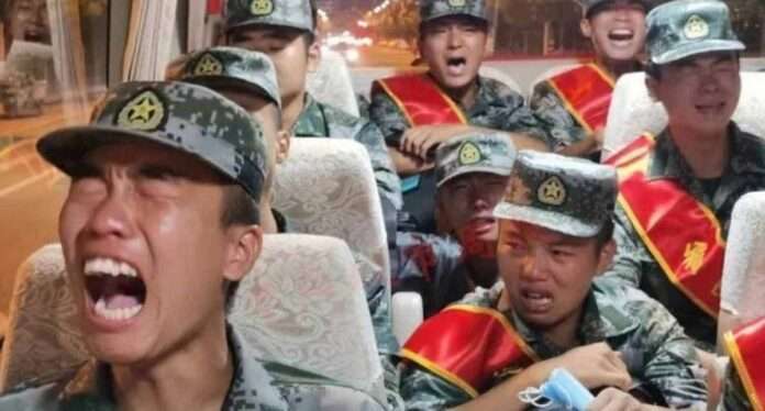china soldiers cry