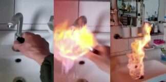 china video of flammable tap water as natural gas infiltrated