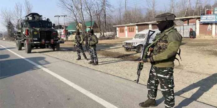 terrorists hurled a grenade on security forces at tral bus stand in pulwama district