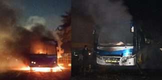 Private travels bus caught fire near jupiter hospital thane