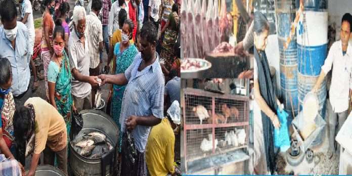 Effect of bird flu on chicken Long queues to buy fish, meat