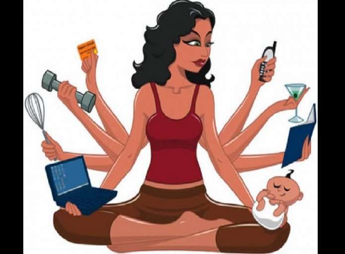 multitasking woman