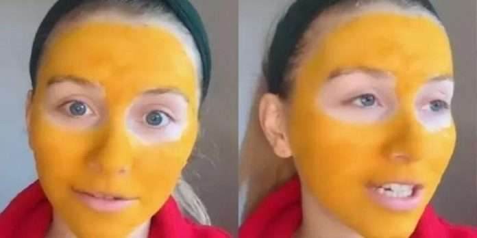 turmeric facemask turn woman face yellow At Scotland