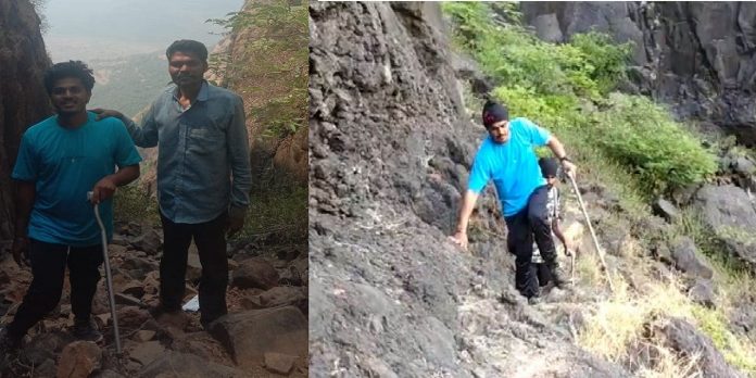 Lingana fort successful climb by Chaitanya Kulkarni, a disabled youth from Ahmednagar
