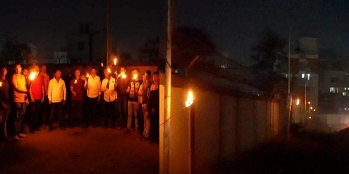 Banerkar started torch agitation by lighting torches on electricity poles in pune baner