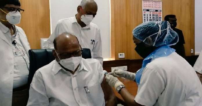 sharad pawar- akes first shot of covid 19 vaccine at jj hospital in mumbai