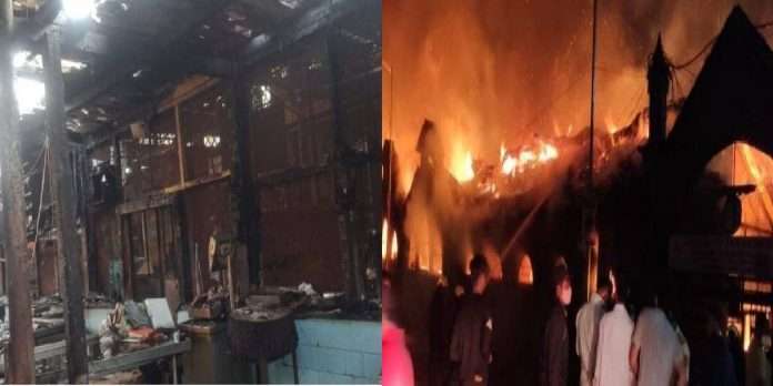 Massive fire in historic chatrapati shivaji maharaj market in Pune, 25 shops burnt down