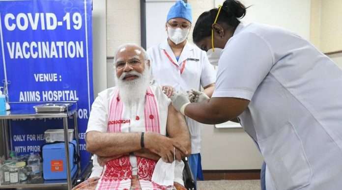 Prime Minister Narendra Modi took his first dose of corona vaccine at AIIMS Delhi