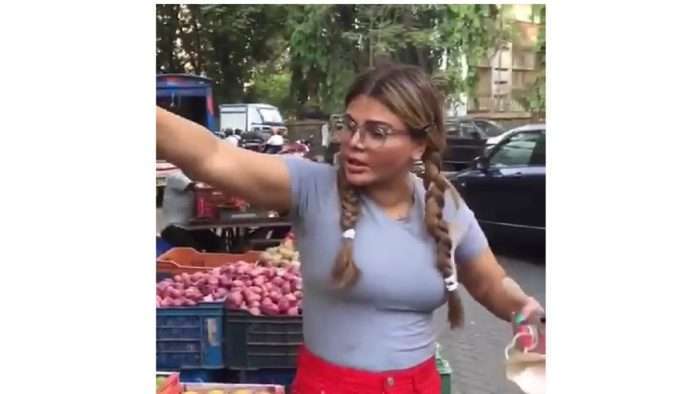 bollywood rakhi sawant angry on shopkeeper after seeing 1650 rupees vegetable video viral on social media