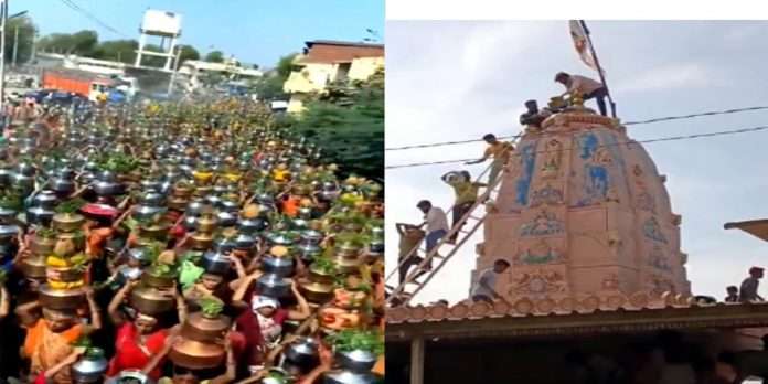 Huge Crowd of women in Gujarat to anoint the temple to escape the corona