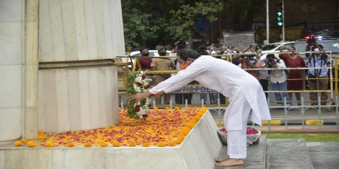 Chief Minister Uddhav Thackeray greets the martyrs on Maharashtra Day