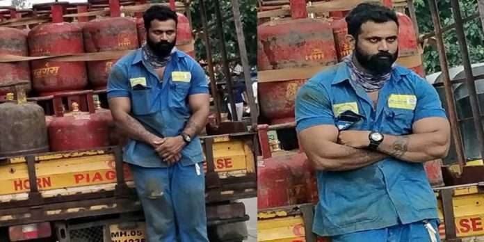 Ambernath Cylinder Man Sagar jadhav photo viral on social media