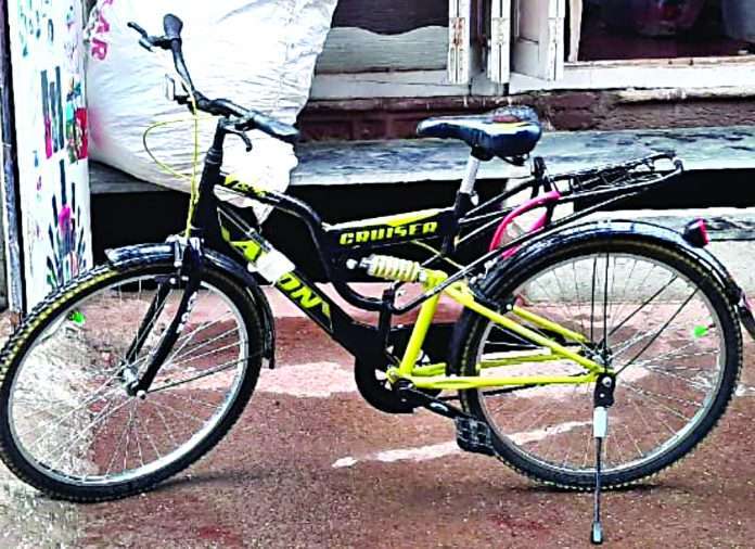 The stolen bicycle was found by the police