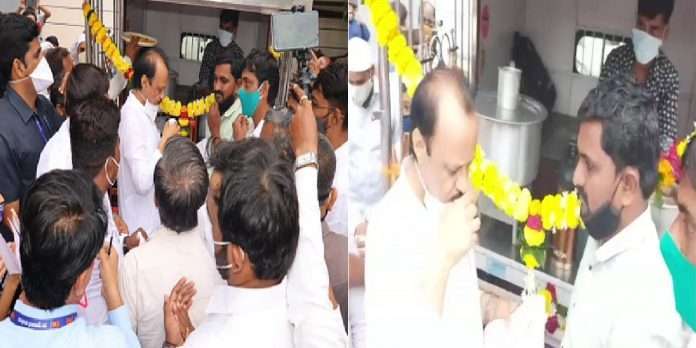 Deputy cm Ajit Pawar inaugurated the tea shop and tasted jaggery tea
