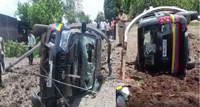 Minister of State Vishwajeet Kadam's convoy vehicle crash, police injured