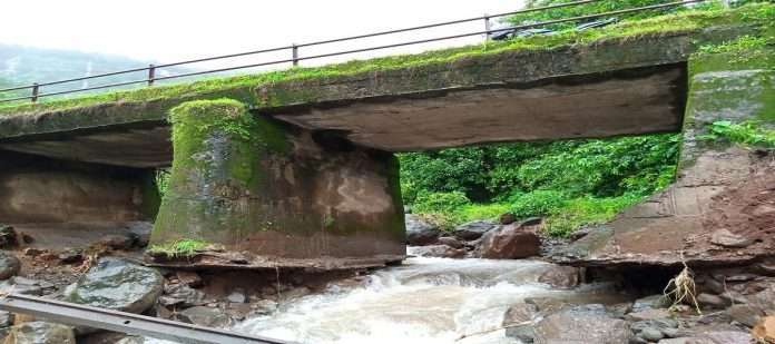 Damage to the bridge leading to the tribal padas in Neral