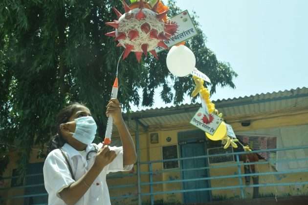 Photo: 'corona vaccination Dahihandi' at samata vidya mandir