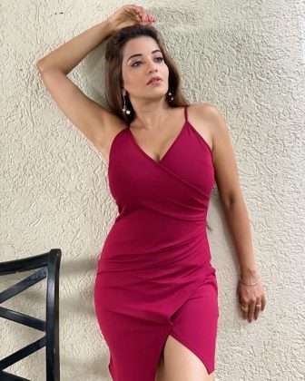 actress monalisa hot and sizzling photos in red color dress goes viral on social media