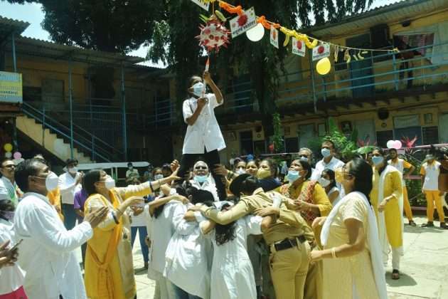 Photo: 'corona vaccination Dahihandi' at samata vidya mandir