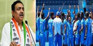 Minister Jayant Patil congratulates the Indian hockey team