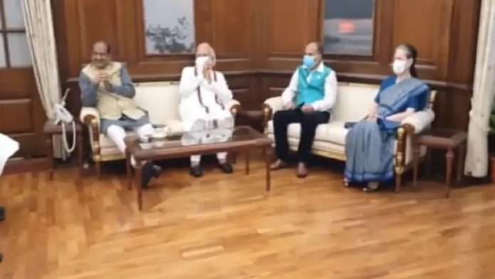 PM Narendra Modi Sonia Gandhi Meet Speaker Om Birla After Abrupt End To Lok Sabha Session