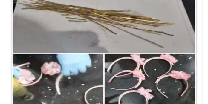 gold smuggled ladies hairband seized customs department in Mangalore Airport