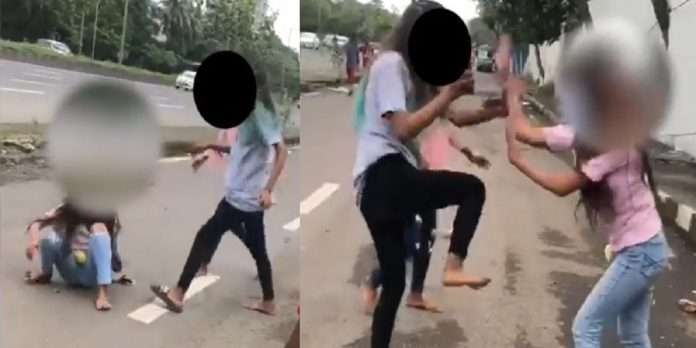 at vikroli service road Girls freestyle fighting video viral on social media