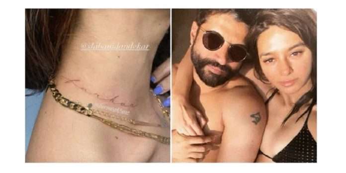 shibani dandekar tattoed farhan akhtar name on neck
