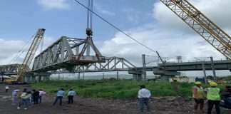 Open web girder launch for Nerul / Belapur-Uran project