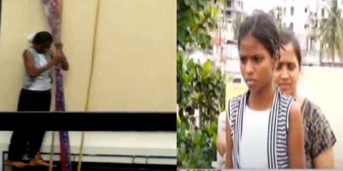 15 years girl drying her hair and fell down from the floor and hung in the window in ganeshnagar shukravar peth pune